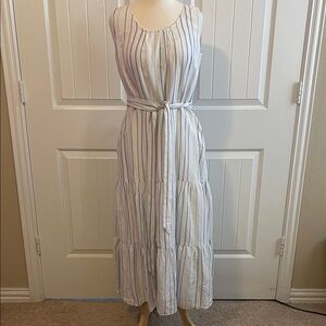Talbots White and Blue Striped Maxi Dress